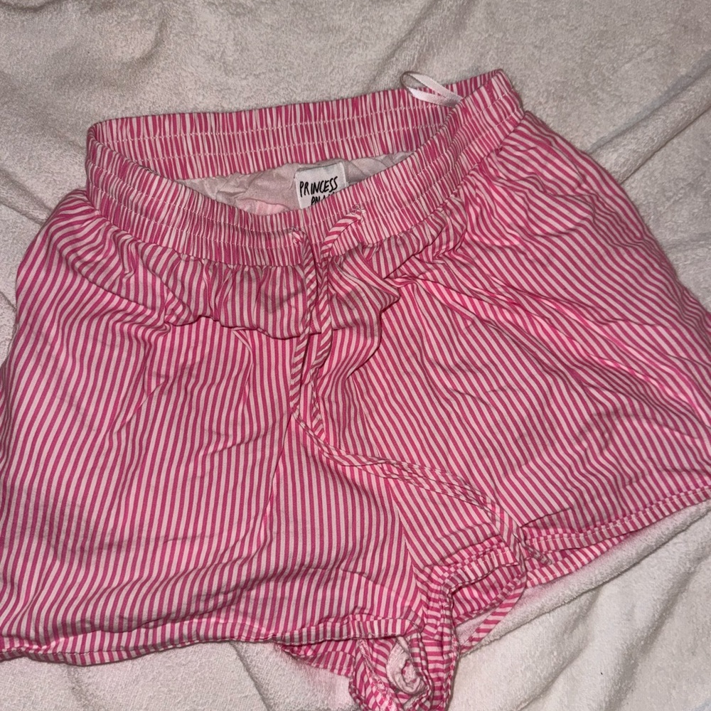 Princess Polly Pink and White Striped beach Shorts
